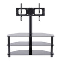 43.3" Multi-Function TV Stand Height Adjustable Bracket Swivel 3 Tier - Black