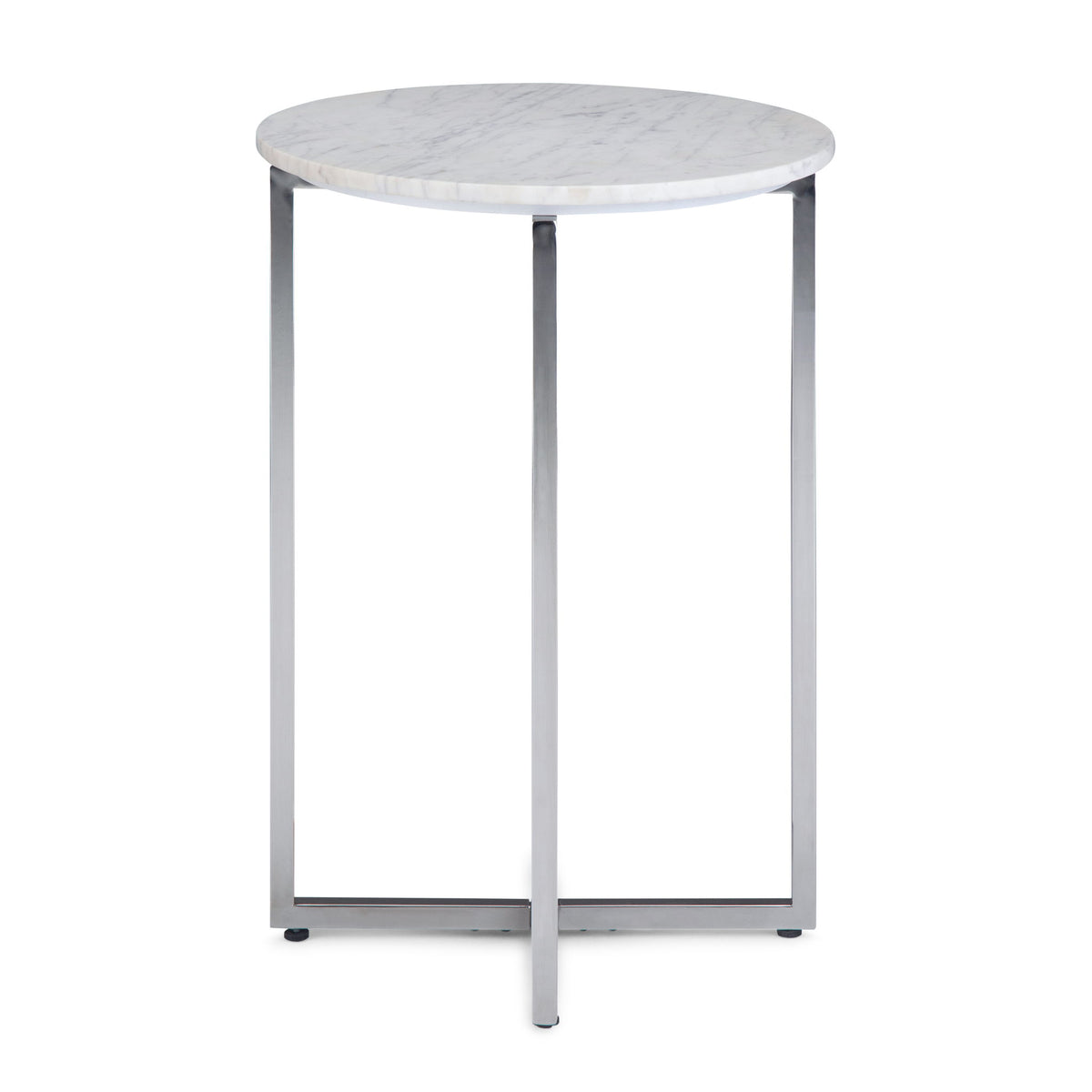 Marsden - Side Table With Polished Base - White / Silver