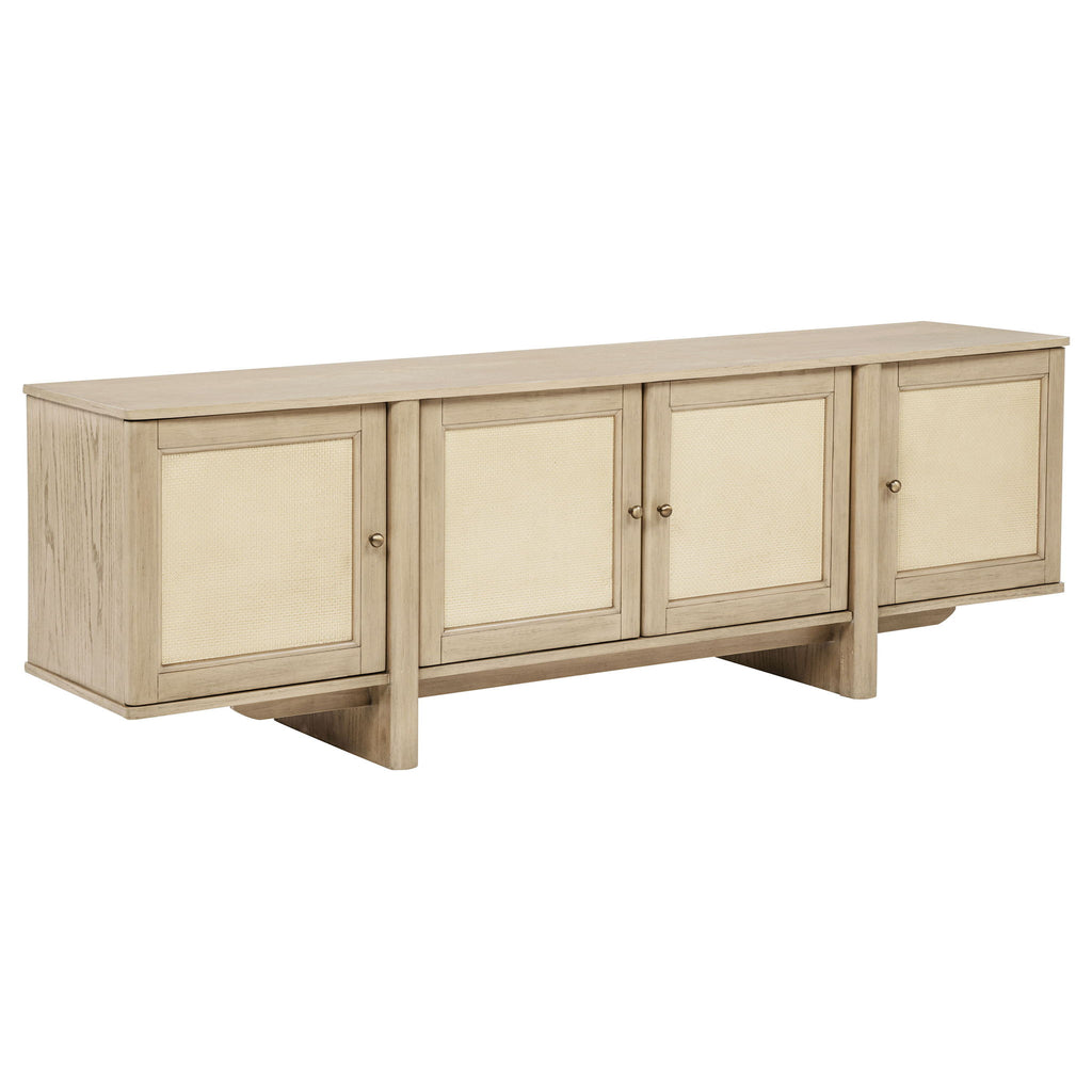 Kimpton - 4 Door Cane TV Stand Media Console - Beige
