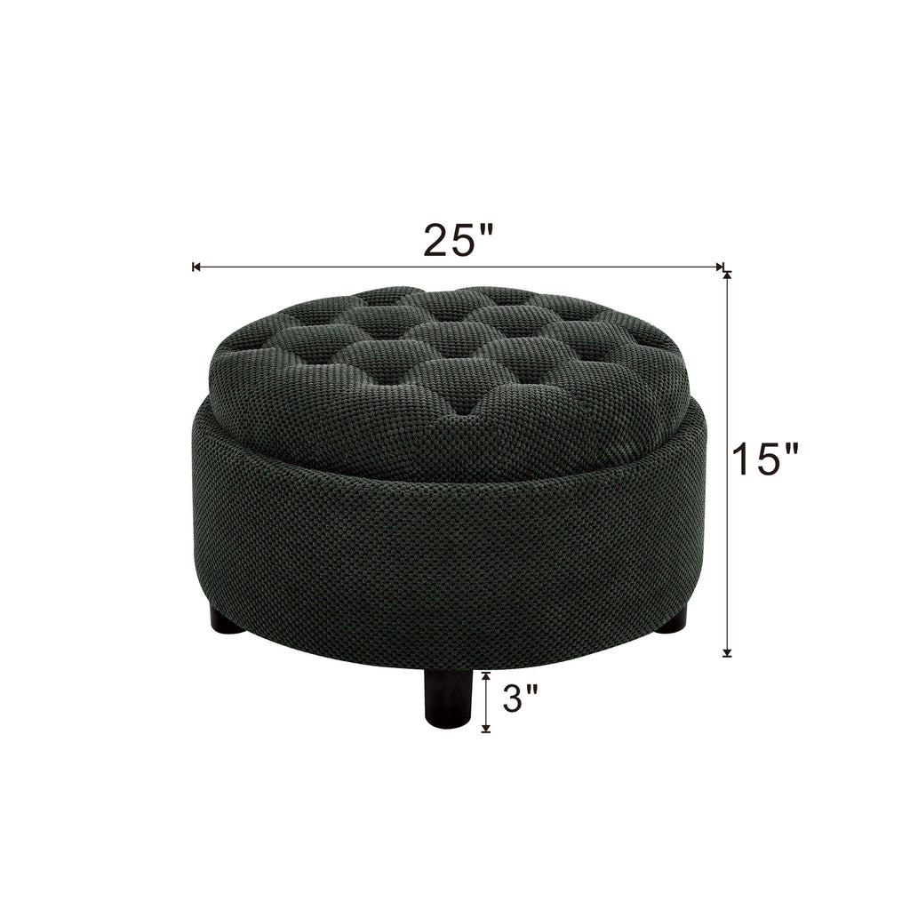 Storage Round Footstool Table Ottoman