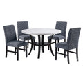 Elegant 5 Piece Dining Set Dark Chairs Top Table With Lower Shelf Kitchen Dining Room
