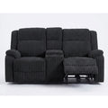 Motion Loveseat Recliner With Console Soft Seat Upholstered For Living Room - Black