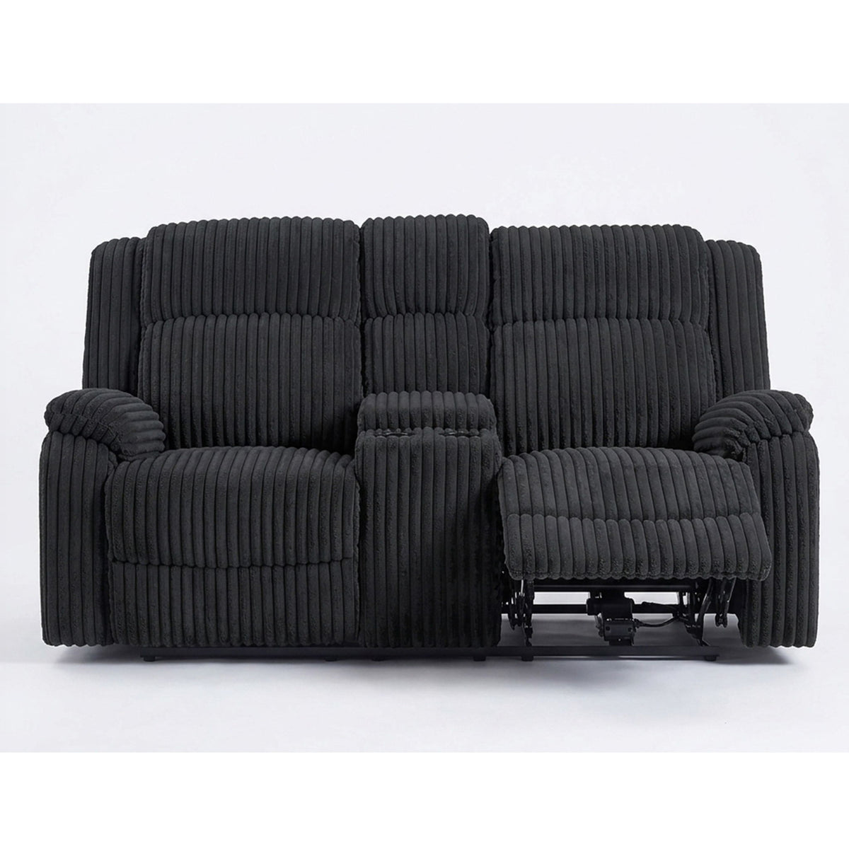 Motion Loveseat Recliner With Console Soft Seat Upholstered For Living Room - Black