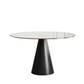 Round Dining Table & Tempered Glass Top - Black / Brown