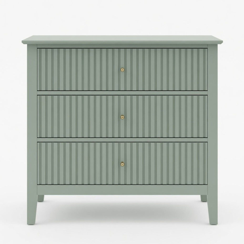 Fluted 3 Drawer Nightstand With Soft Close Slides