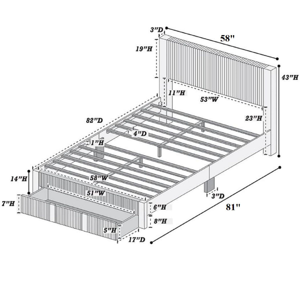 Contemporary Bed & Storage Drawer