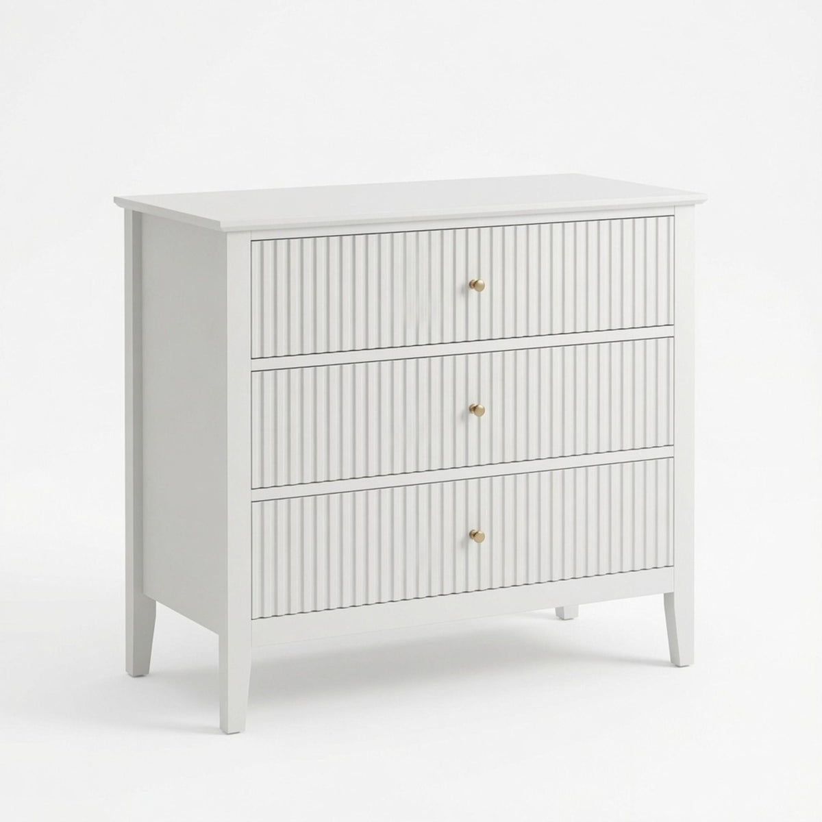 3 Drawer Nightstand, Wide With Soft Close Slides - White