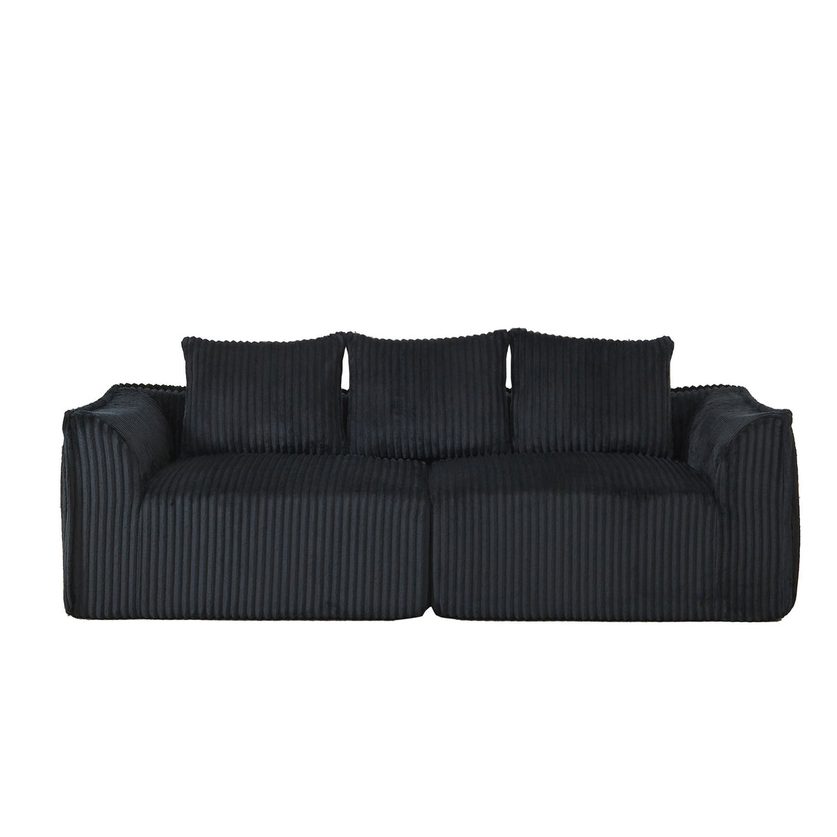 Minimalist 3 Seater Sofa With Curved Lines And Gently Sloped Backrest