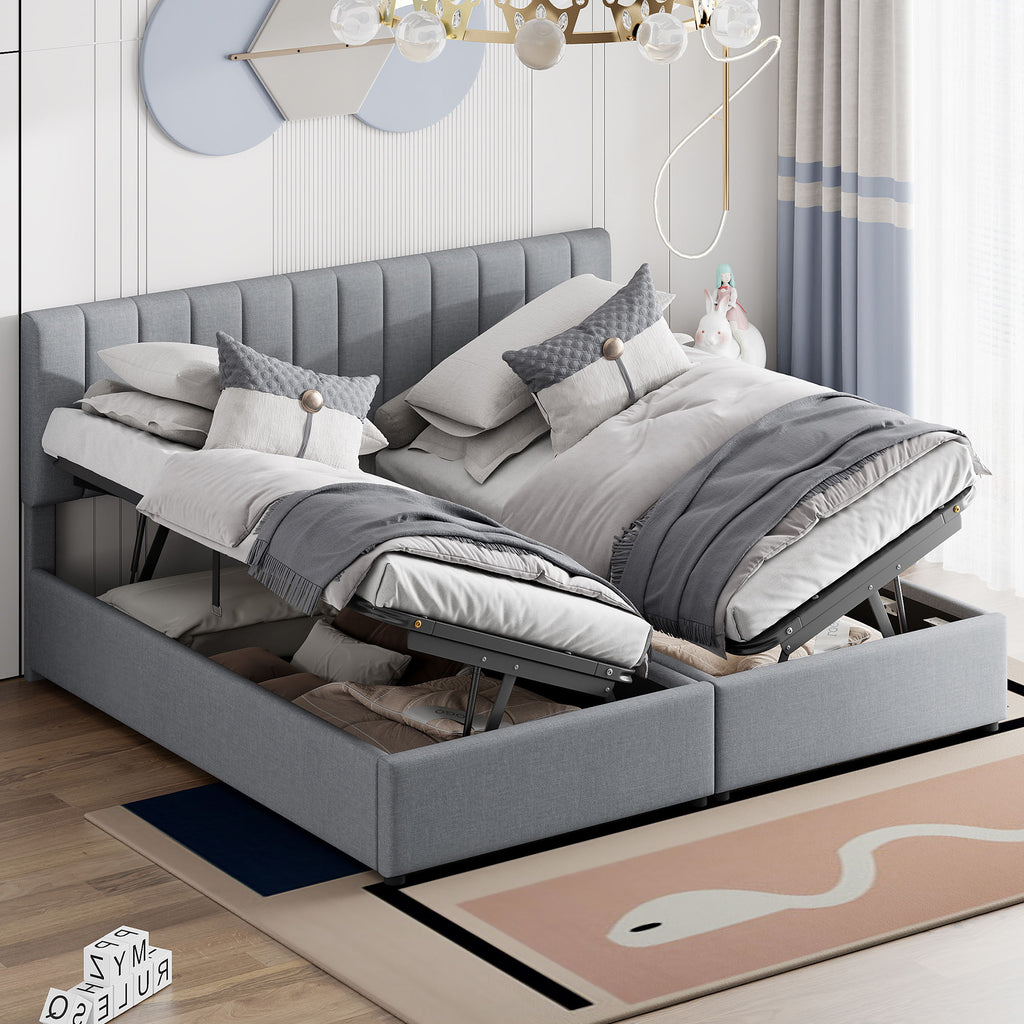 Upholstered Platform Bed With A Hydraulic Storage System
