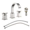 2 Handle Widespread Bathroom Faucet With Pop Up Drain And 2 Water Supply Lines - Brushed Nickel