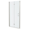 Frameless Bi Fold Shower Door With Tempered Glass - Brushed Silver