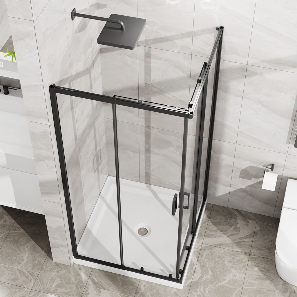 Corner Sliding Shower Door Combo With Base (No Drain Kit)