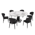 Round Dining Table & 6 Chairs Set - Silver