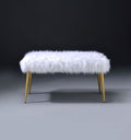 Bagley II - Faux Fur Bench - White / Gold