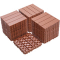 Plastic Interlocking Deck Tiles, Patio Flooring Outdoor Waterproof All Weather Use For Garden Poolside Front / Back Yard (Set of 44) - Mahogany
