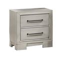 Nightstand With Square Legs And Sleek Handles - Antique White