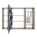 Wall Mounted Bathroom Mirror Cabinet, Adjustable Shelves - Imitative Oak