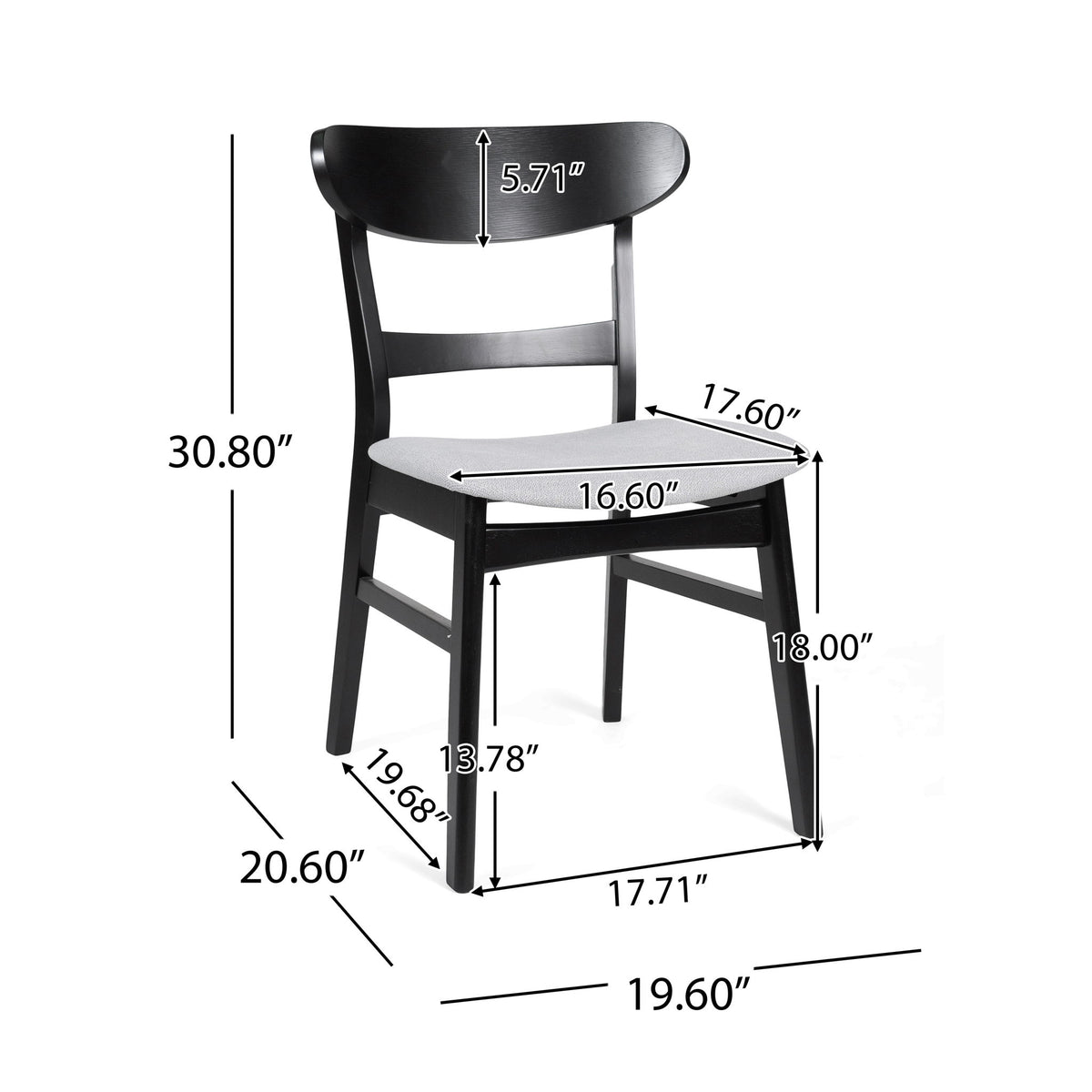 Mid Century Dining Chairs With Cushioned Seats And Wood Frame (Set of 2)