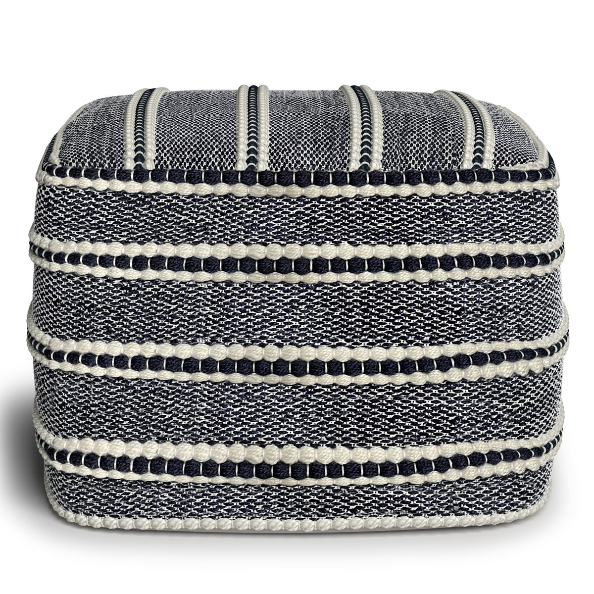 Corrie - Square Outdoor / Indoor Pouf - Navy / White