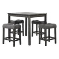 Transitional Counter Dining Set With 4 Tufted Stools
