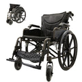 Lightweight Foldable Nursing Wheelchair For Adults Double X Force Support, 300Lbs Capacity, Breathable Cushion & Anti Backflip Design With Tires, Adjustable Seat Belt, Quick Release Wheels - Dark Gray