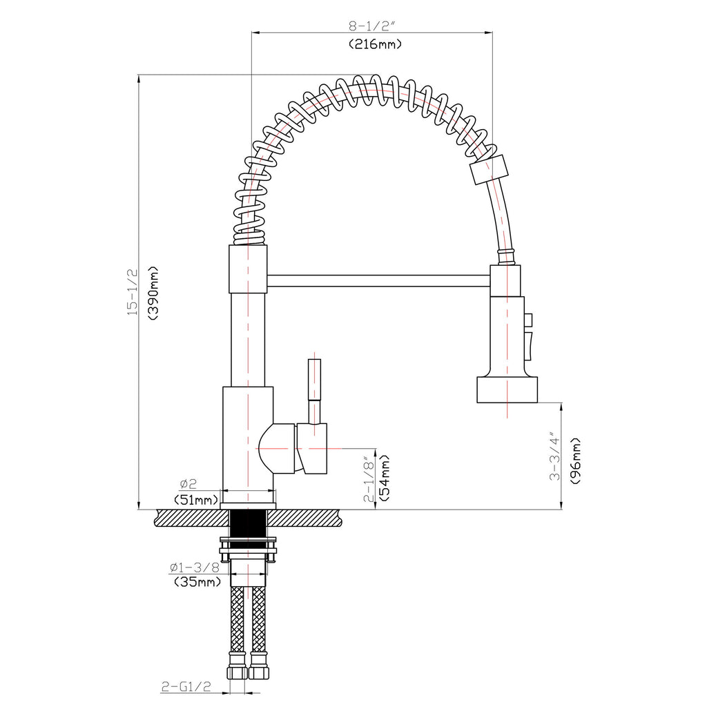 Kitchen Faucet With Pull Down Spray Head - Brushed Nickel