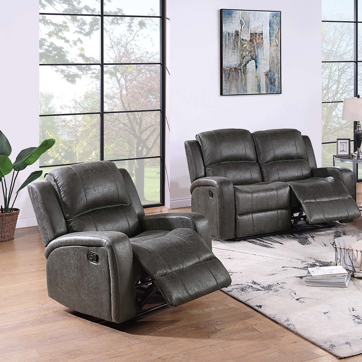 Modern Living Room Set With Square Armrest, Cushion Backrest