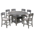 Contemporary Counter Height Dining Set With Built In Lazy Susan