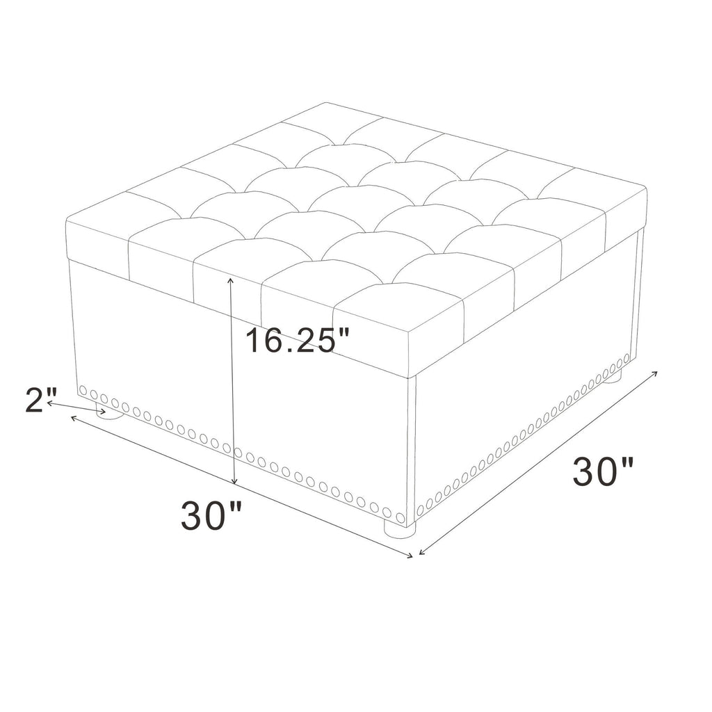 Tufted Storage Ottoman With Button Tufting And Nailhead Trim