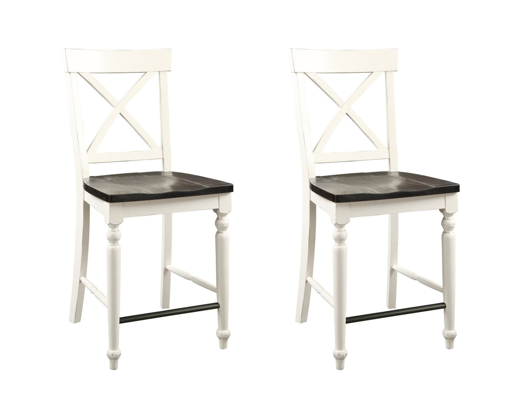 24" Tall Bar Stools (Set of 2) - Brown / White