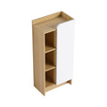 Freestanding Bathroom Side Cabinet, Narrow Storage Cabinet With Single Door & 3 Tier Open Shelves - Black / Light Oak / White