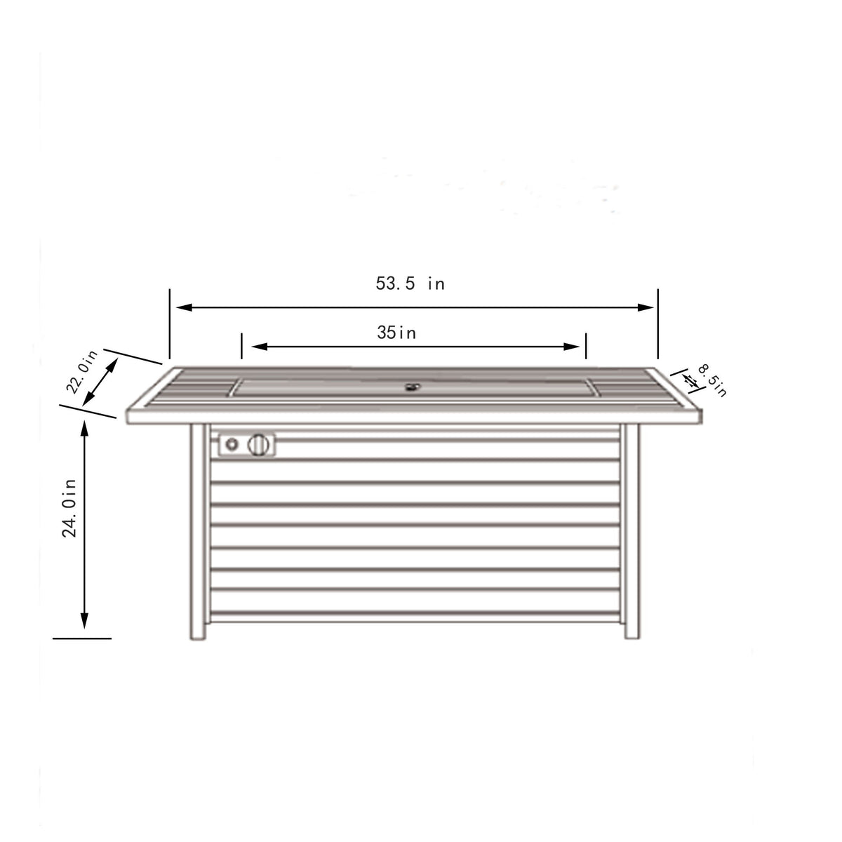 Propane Gas Fire Pit Table, 50000 Btu, Rectangular For Outside - Light Beige