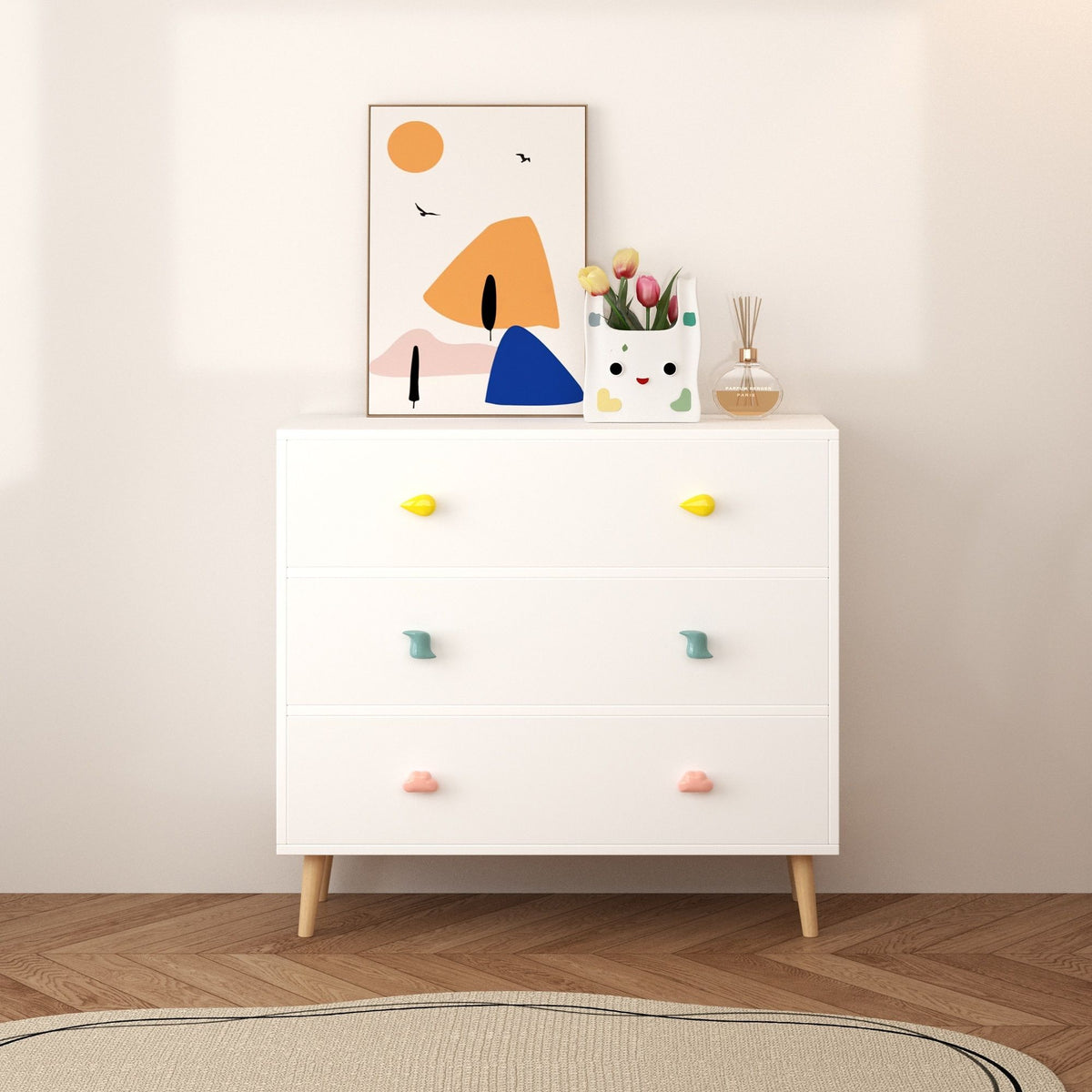 3 Drawer Dresser, Storage Cabinet With Anti Tip Safety