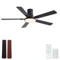 Flush Mount Ceiling Fans With LED Light And Remote Control, 5 Blades