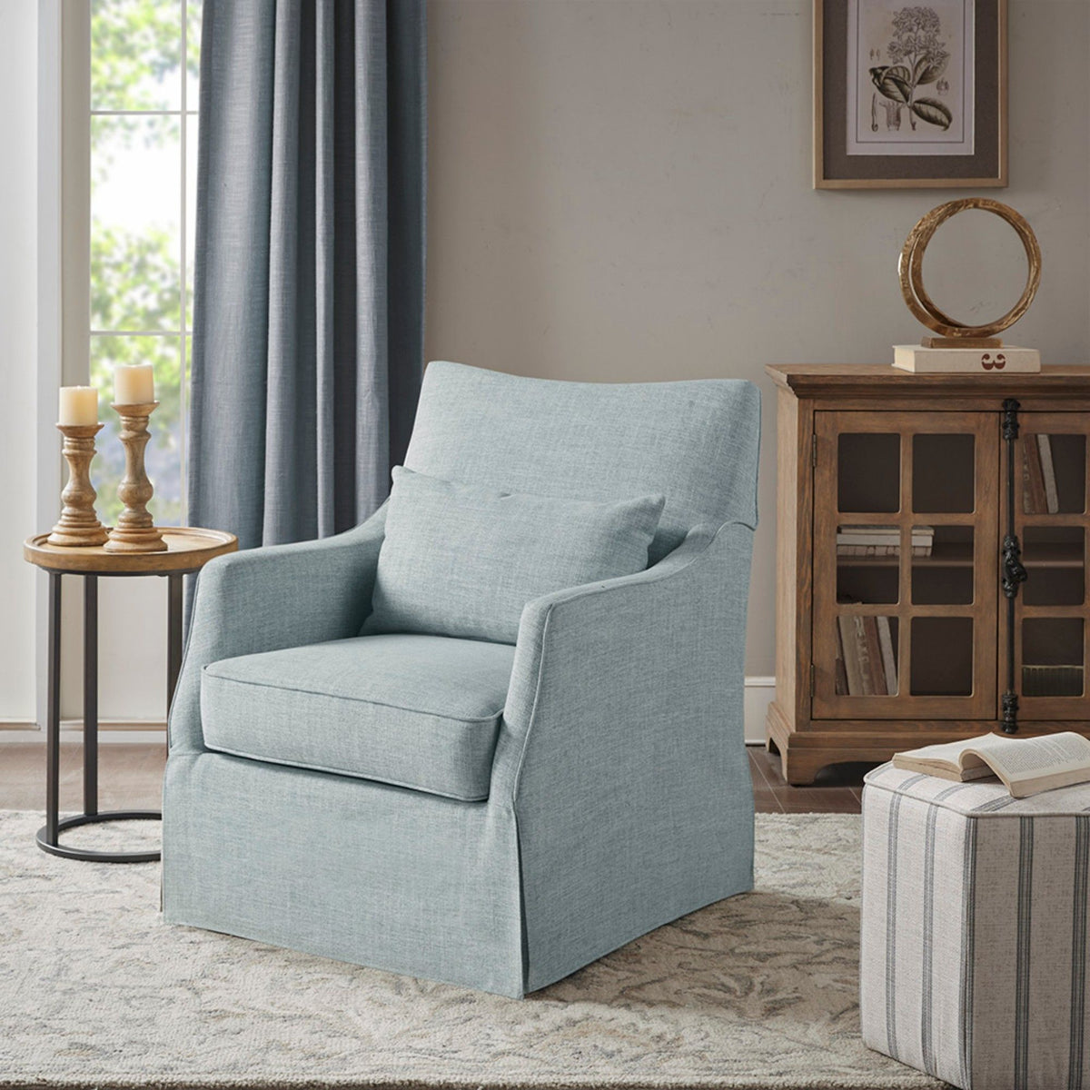 Traditional Design London Skirted Swivel Chair