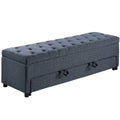 Storage Ottoman With Tufted Seat And Underseat Drawer