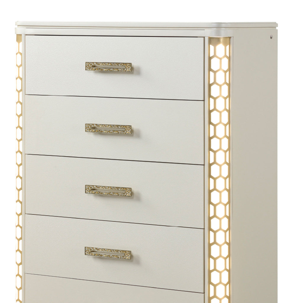 Jasmine - 5 Drawer Chest With Side LED Lightning - Beige