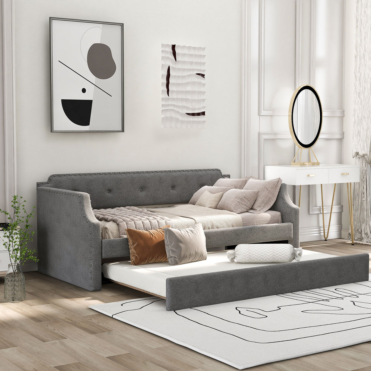 Upholstered Daybed With Trundle