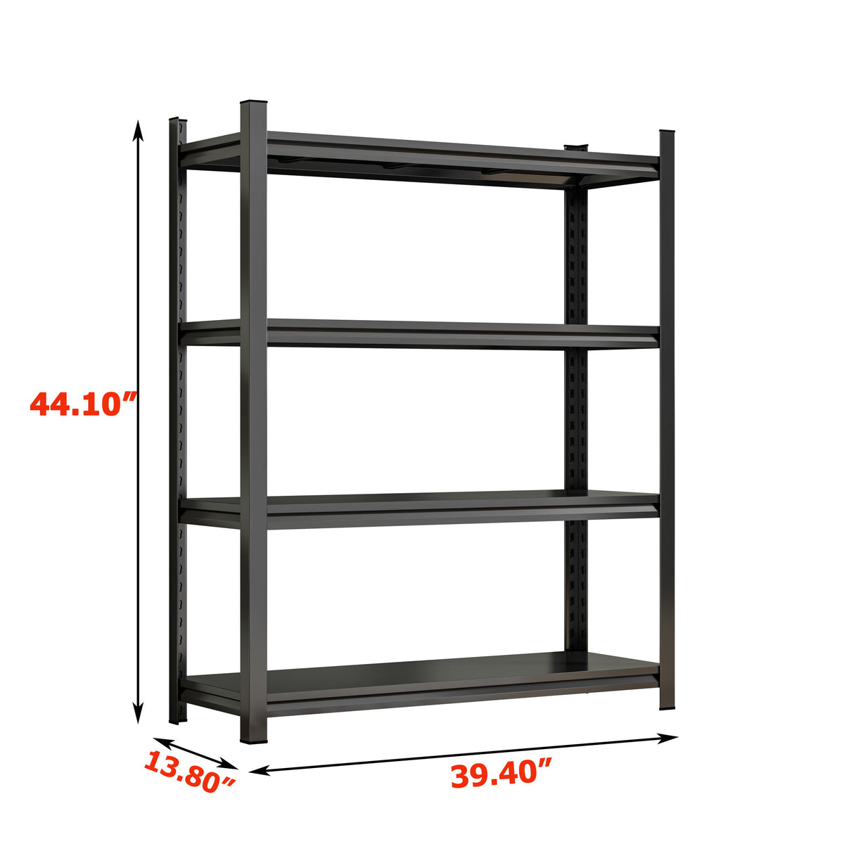 4 Layer Metal Storage Rack, Garage Shelves, Adjustable Height Partition - Black