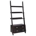 Shasta - 5 Shelf Ladder Bookshelf With Drawers - Cappuccino