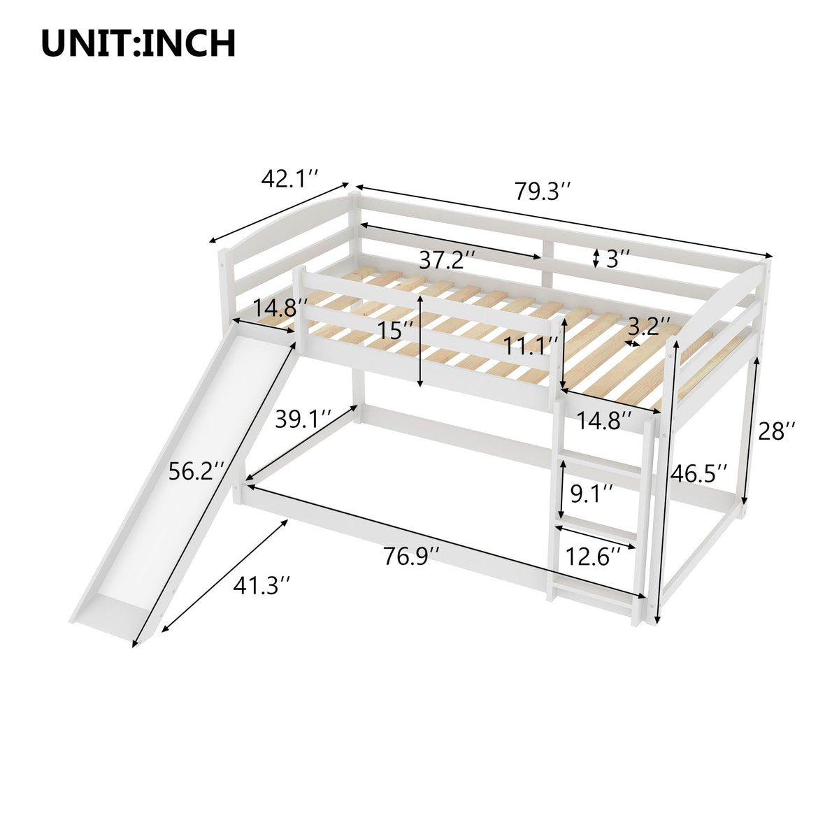 Durable Bunk Bed With Convertible Slide And Ladder