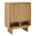 Sideboard Buffet Cabinet With Grille Slat Design With 3 Doors And Adjustable Shelves