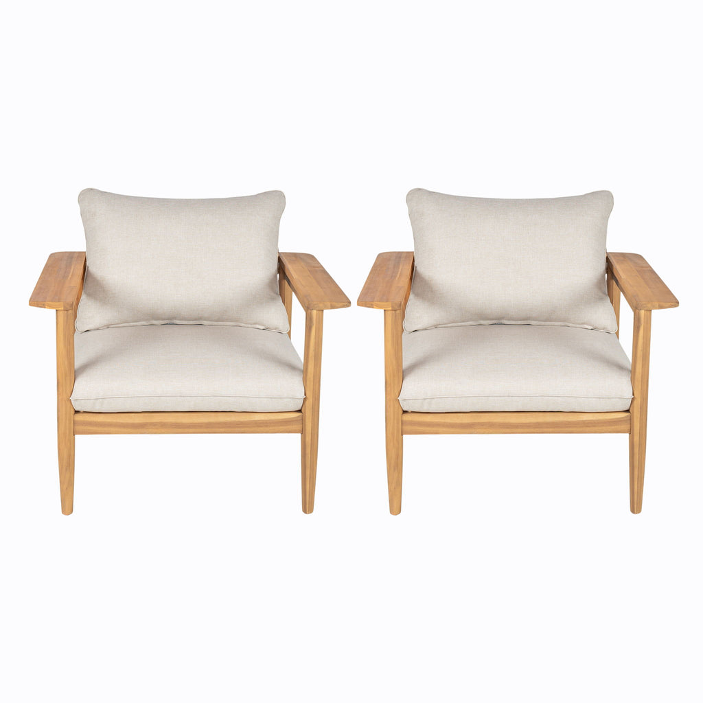 Terassi - Outdoor Lounge Chair (Set of 2) With Cushions - Beige / Light Teak