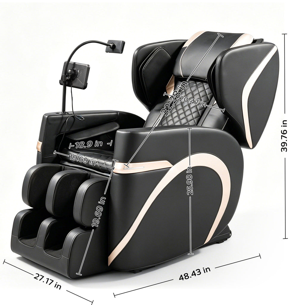Massage Chair Recliner With Zero Gravity & Full Body Air Pressure - Black