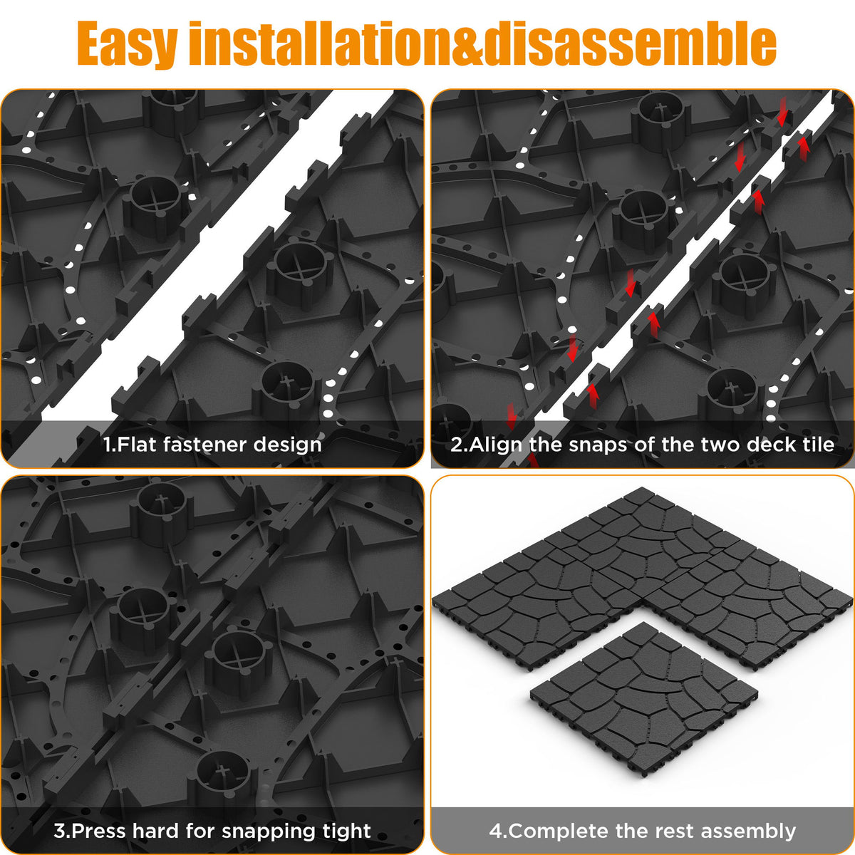 New Stone Texture Patio Deck Tiles, Diy Interlocking Floor Tiles, Easy Installation