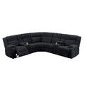 Manual Motion Reclining Sectional LAF / RAF Loveseat With Consoles Cup Holders Upholstered Living Room - Black