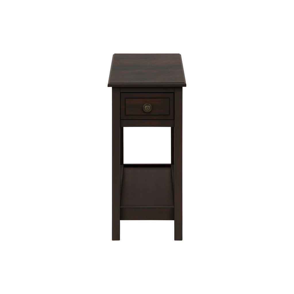 Accent End Table, 2 Tier, Storage Drawer, Transitional - Walnut