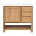 36" Bathroom Vanity With Sink, Soft Close Drawers - Natural