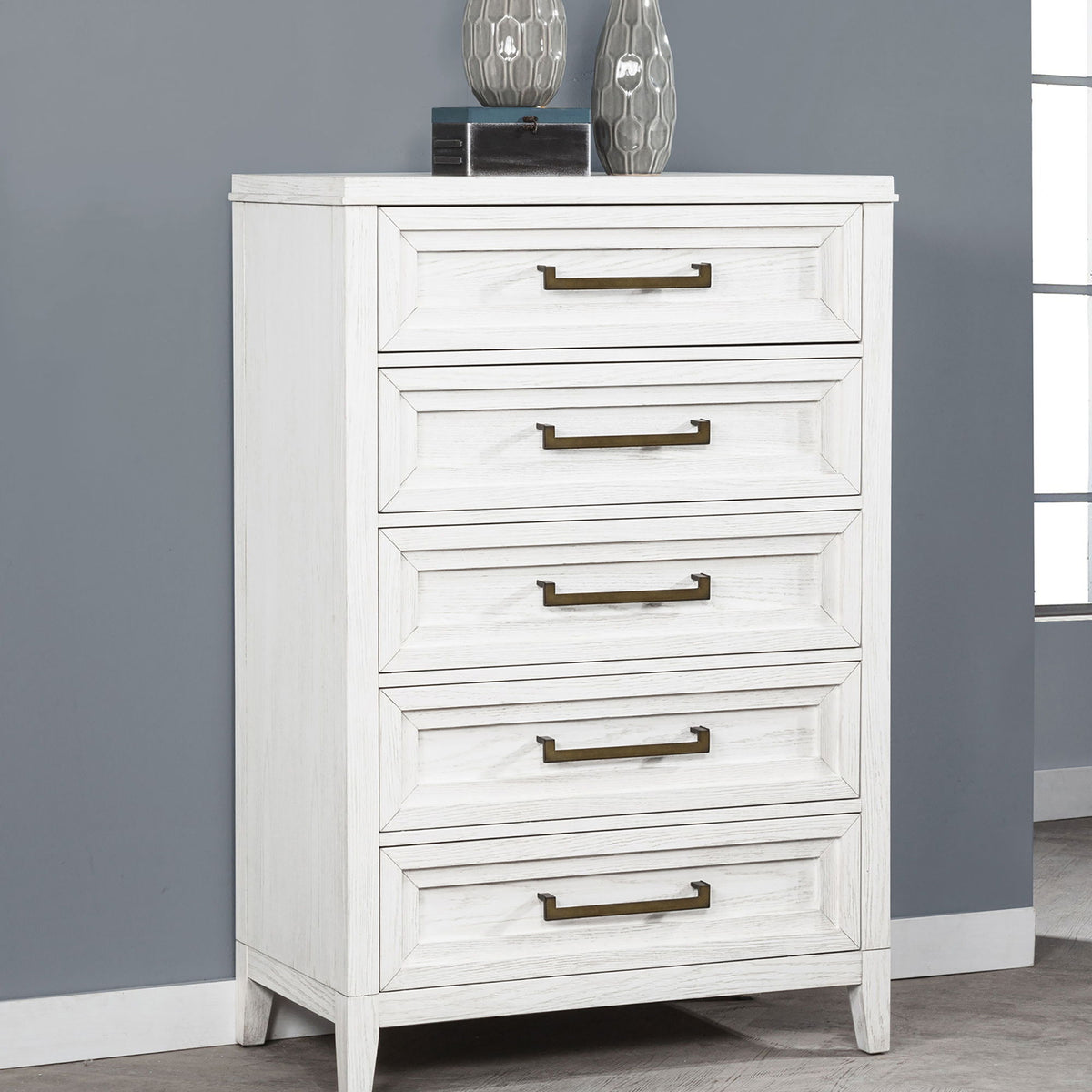 Inverness - 5 Drawer Bedroom Chest - White