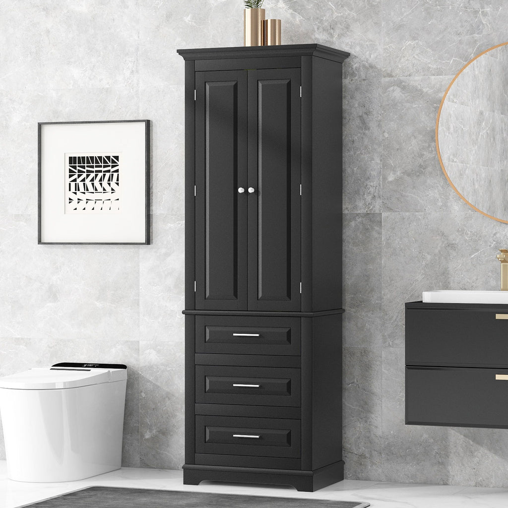 Tall Storage Cabinet With 3 Drawers For Bathroom